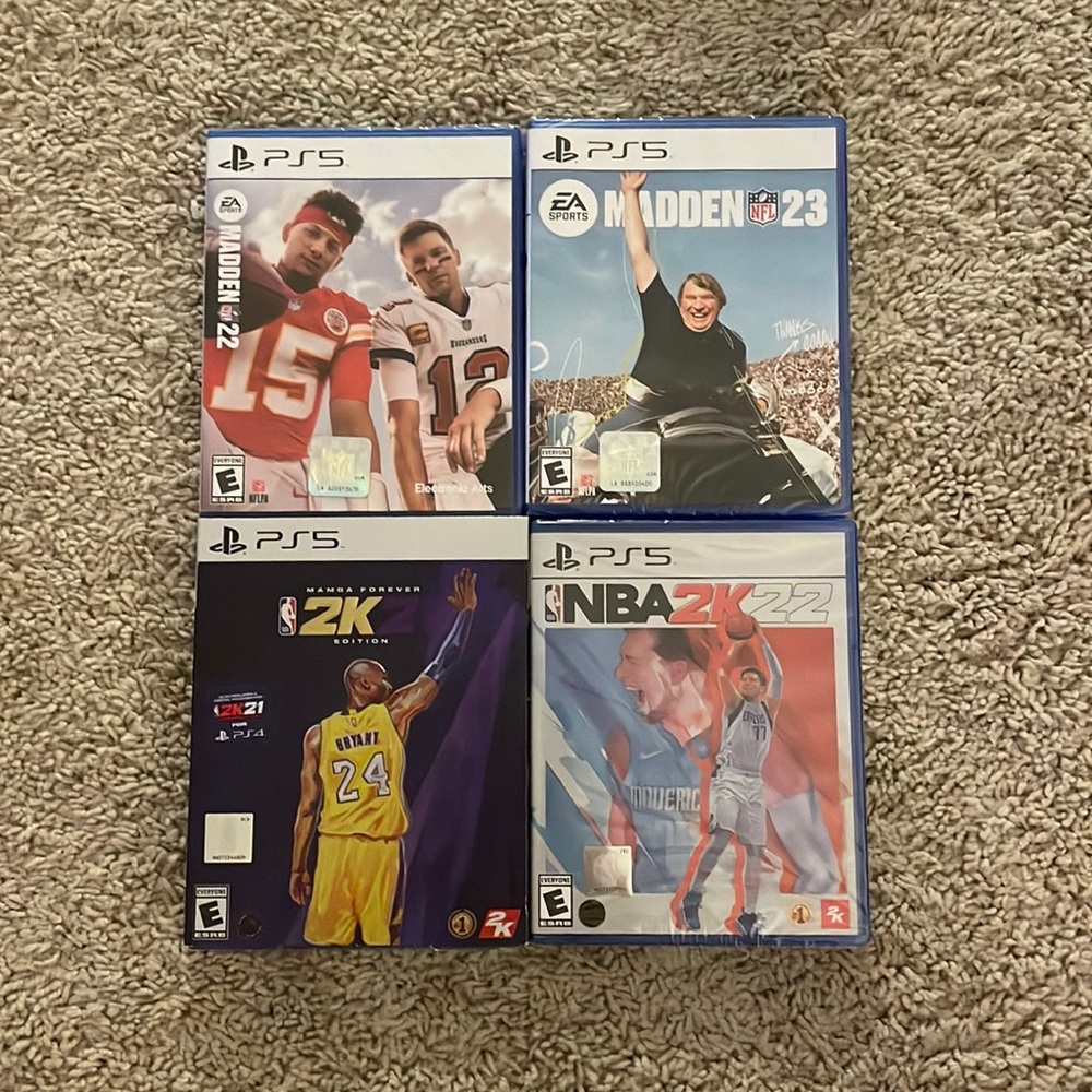 PS5 Video Game Bundle - NBA 2K21 & 2K22, Madden 22 & 23 - Brand New